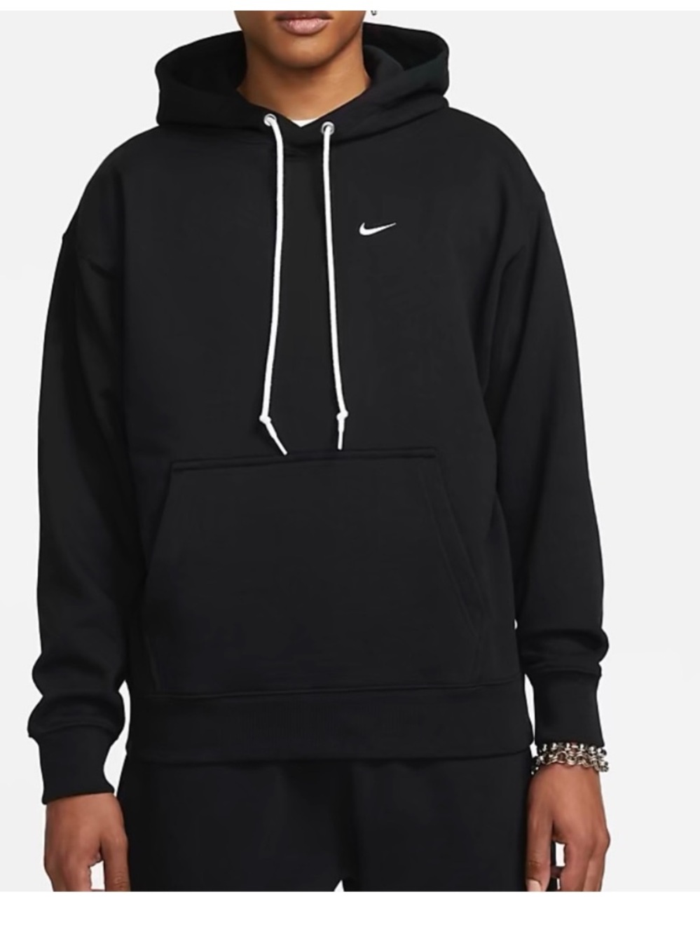 Nike Solo Swoosh Men's Heavy Weight Fleece Pullover Hoodie Black Size Large